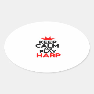 PEGATINA OVALADA MANTENER CALMA Y JUGAR HARP
