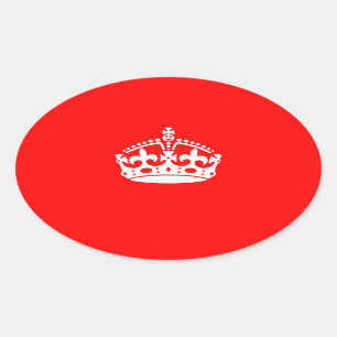 PEGATINA OVALADA MANTENER LA CALMA EN LA CORONA ROJA