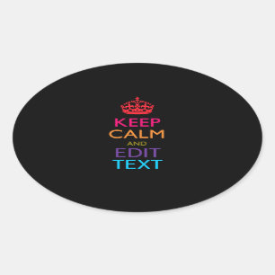 Pegatina Ovalada Mantener la CALMA y editar texto multicolor
