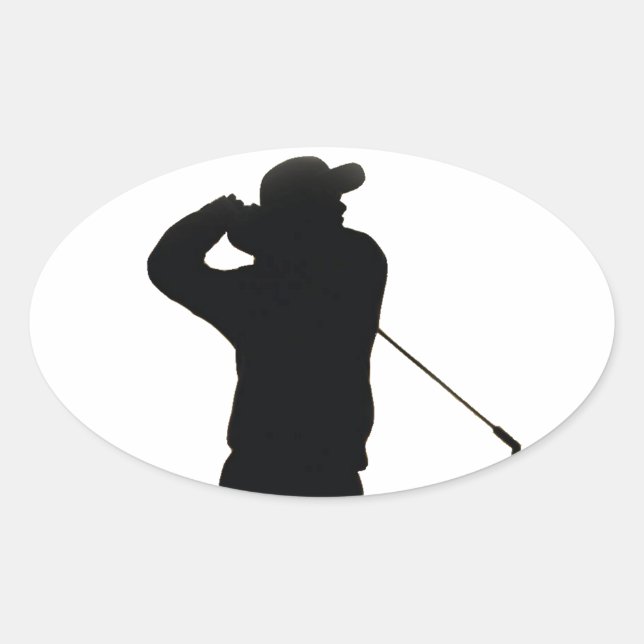 Pegatina Ovalada Mantener la calma y jugar al golf (Anverso)