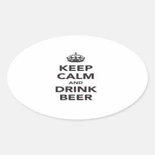 Pegatina Ovalada Mantener La Calma Y Tomar La Frase De La Cerveza