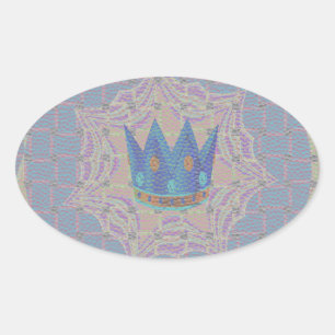 Pegatina Ovalada Manténgalo Simple: Pastel Royal Clarity Pattern Ar