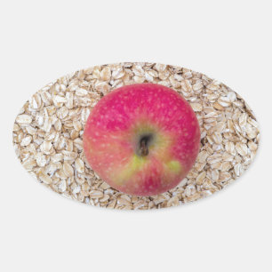 Pegatina Ovalada Manzana sobre avena