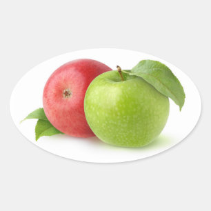 Pegatina Ovalada manzanas rojas y verdes