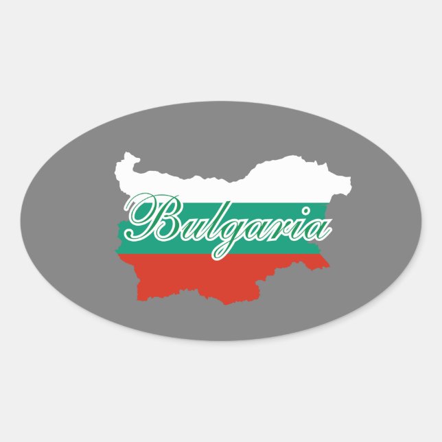 Pegatina Ovalada Mapa de bandera de Bulgaria (Anverso)