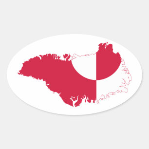 Pegatina Ovalada Mapa de bandera de Groenlandia GL