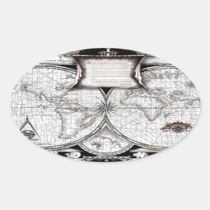 Pegatina Ovalada Mapa de Magellan