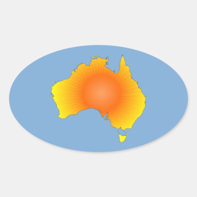 Pegatina Ovalada Mapa de Sunny Australia (Anverso)