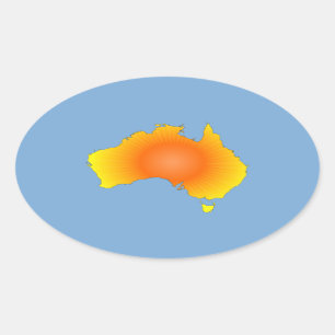Pegatina Ovalada Mapa de Sunny Australia