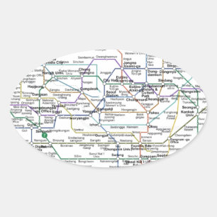 Pegatina Ovalada Mapa del metro de Seúl