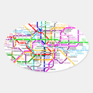 Pegatina Ovalada Mapa del metro de Tokio