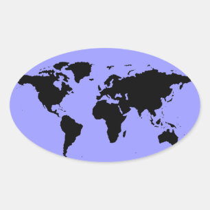 Pegatina Ovalada mapa gráfico negro mundial
