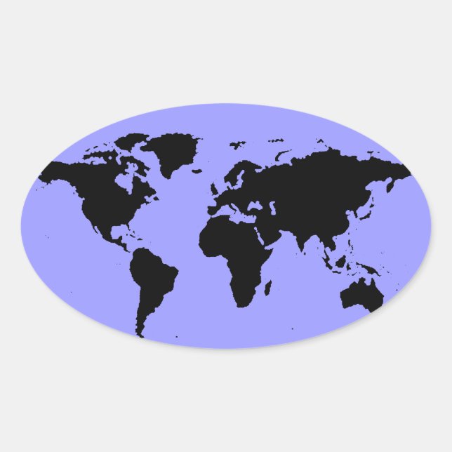 Pegatina Ovalada mapa gráfico negro mundial (Anverso)