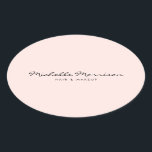 Pegatina Ovalada Maquillaje rosa vintage y belleza personalizada<br><div class="desc">Coordina con la plantilla de la tarjeta de visita de maquillaje rosa y belleza a más tardar a las 12.01 horas. Su nombre está elegantemente estilizado en un tipo de letra cursiva para un ambiente clásico y vintage en estos pegatinas personalizados. Utilice estos pegatinas para sellar sobres o paquetes, para...</div>