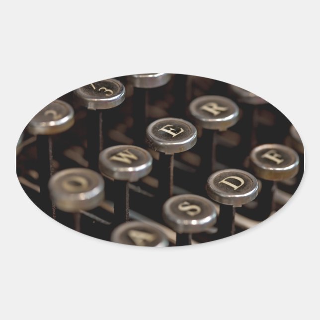 Pegatina Ovalada Máquina de escribir (Anverso)