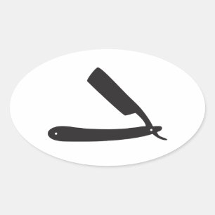 Pegatina Ovalada maquinilla de afeitar de la barbería