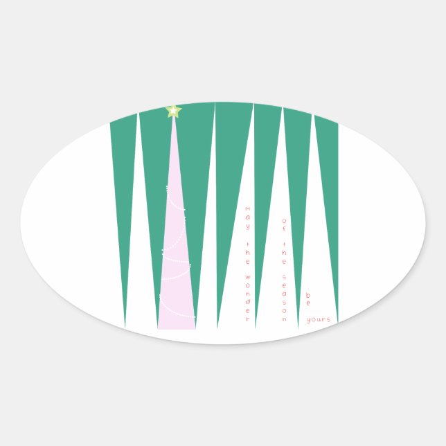 Pegatina Ovalada Maravilla del árbol de Navidad de temporada (Anverso)