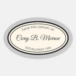 Pegatina Ovalada Marco vintage "De la biblioteca de" Folleto oval