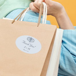 Pegatina Ovalada Marie Antoinette Rococo Dusty Blue Gracias