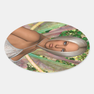 Pegatina Ovalada Mariposa de hadas