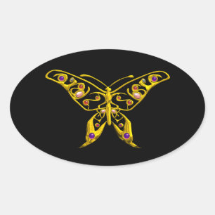 Pegatina Ovalada MARIPOSA HYPER, negro