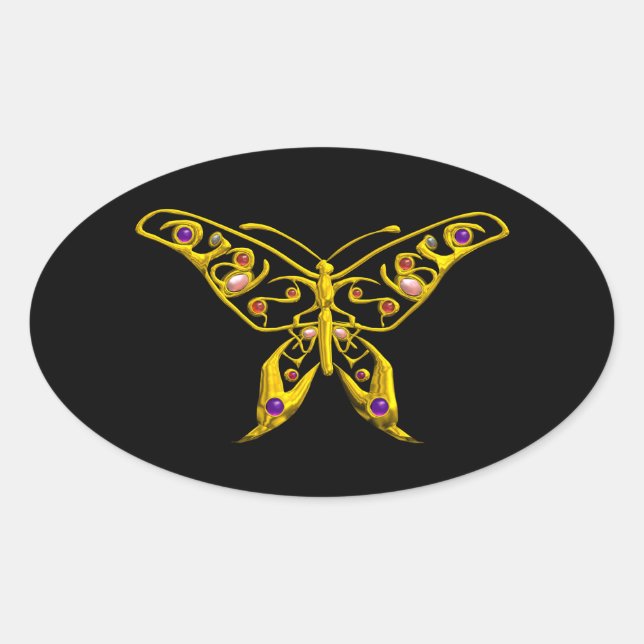 Pegatina Ovalada MARIPOSA HYPER, negro (Anverso)