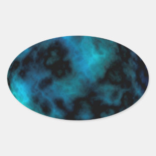 Pegatina Ovalada Mármol azul de imitación