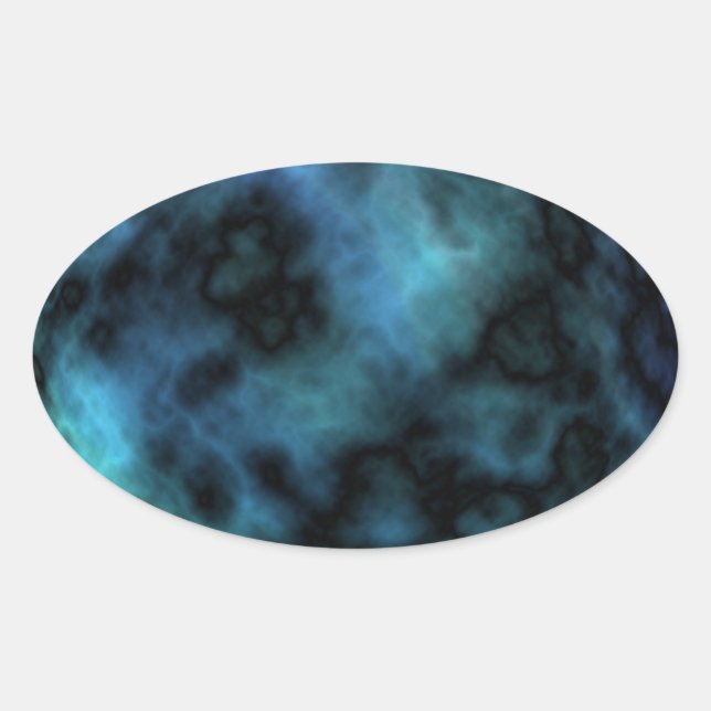 Pegatina Ovalada Mármol azul de imitación (Anverso)