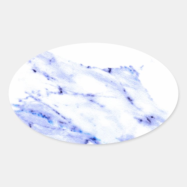 Pegatina Ovalada Mármol azul y blanco (Anverso)