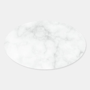 Pegatina Ovalada Mármol Blanco Moderno