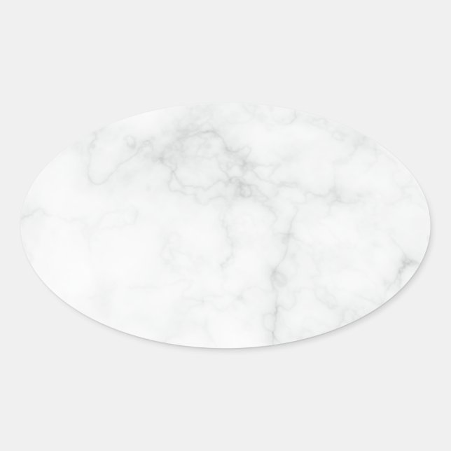 Pegatina Ovalada Mármol Blanco Moderno (Anverso)