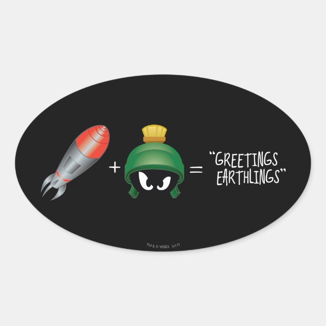 Pegatina Ovalada MARVIN LA Ecuación DE Emoji MARTIAN™ (Anverso)
