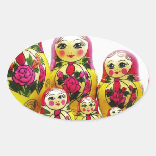 Pegatina Ovalada Matryoshka Dolls