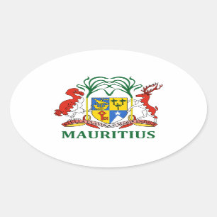 Pegatina Ovalada Mauricio - emblema/bandera/escudo de armas/símbol