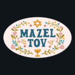 Pegatina Ovalada MAZEL TOV BAR BAT MITZVAH Personalizable costumbre<br><div class="desc">Texto dibujado a mano por mí para ti. Ideal para una fiesta de bar o bat mitzvah o boda judía u otro evento. Para más diseños y colores revisa mi tienda. O házmelo saber si deseas algo personalizado. Pregúntame si no encuentras lo que necesitas. :)</div>