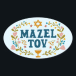 Pegatina Ovalada MAZEL TOV BAR BAT MITZVAH Personalizable judío<br><div class="desc">Texto dibujado a mano por mí para ti. Ideal para un bar o bat mitzvah o boda judía u otro evento. Para más diseños y colores revisa mi tienda. O déjame saber si deseas algo personalizado. Pregúntame si no encuentras lo que necesitas. :)</div>