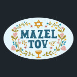 Pegatina Ovalada MAZEL TOV BAR BAT MITZVAH Personalizable judío<br><div class="desc">Texto dibujado a mano por mí para ti. Ideal para un bar o bat mitzvah o boda judía u otro evento. Para más diseños y colores revisa mi tienda. O déjame saber si deseas algo personalizado. Pregúntame si no encuentras lo que necesitas. :)</div>