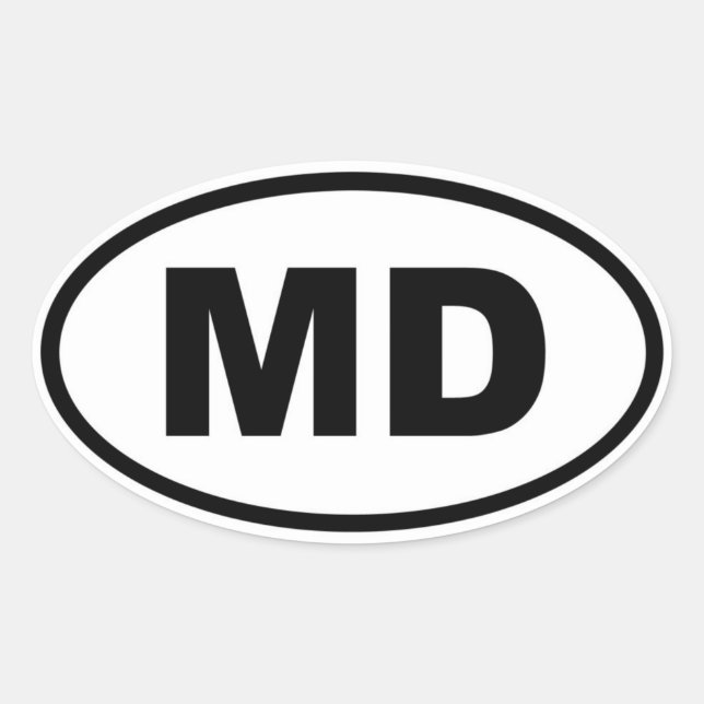 Pegatina Ovalada MD Maryland (Anverso)
