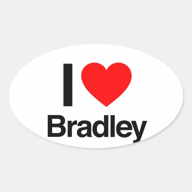 Pegatina Ovalada me encanta bradley (Anverso)