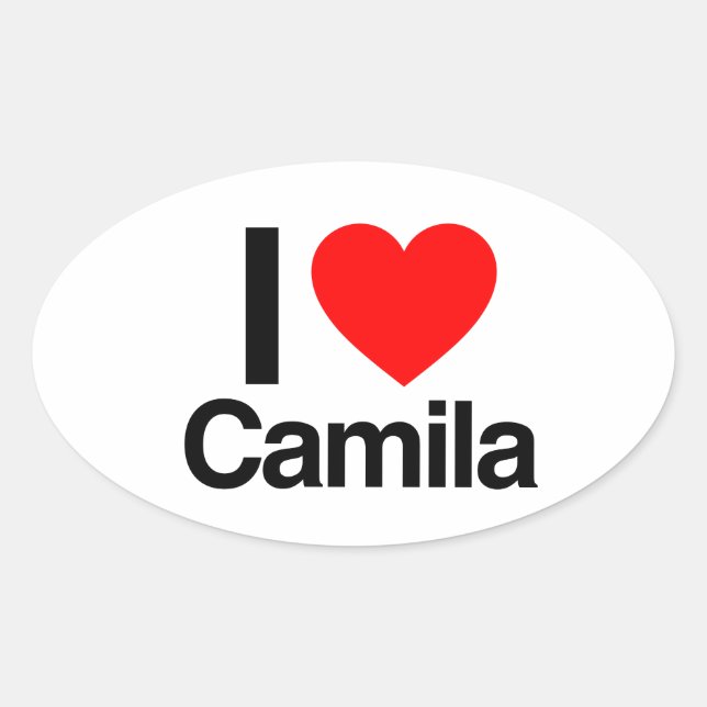 Pegatina Ovalada me encanta camila (Anverso)