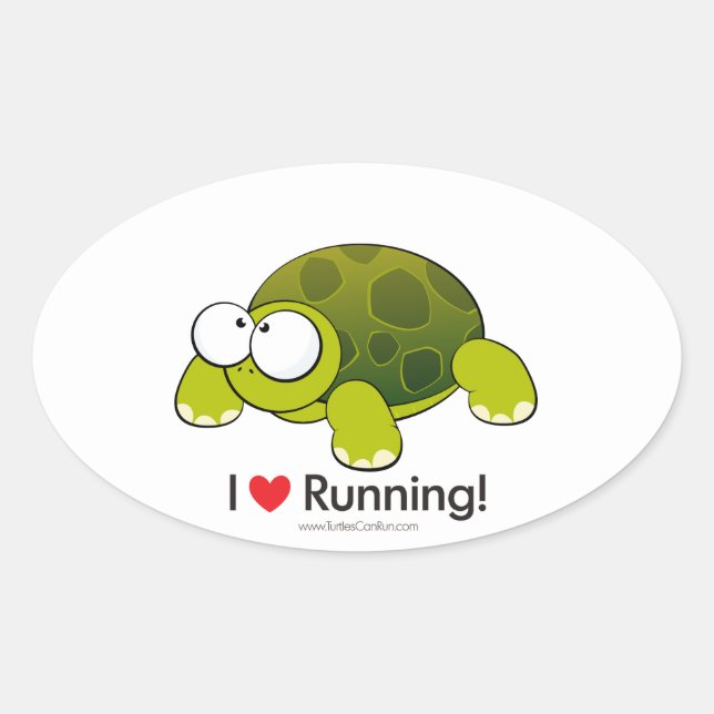 Pegatina Ovalada Me encanta Correr Turba (Anverso)