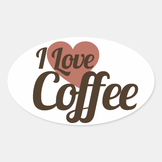 Pegatina Ovalada Me encanta el café (Anverso)