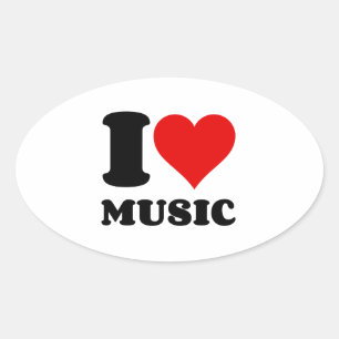 PEGATINA OVALADA ME ENCANTA EL CORAZÓN MUSICAL