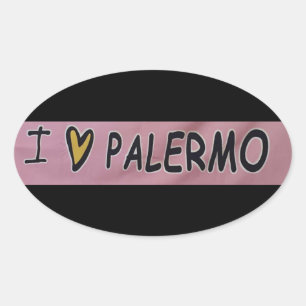 Pegatina Ovalada Me encanta el diseño de Palermo