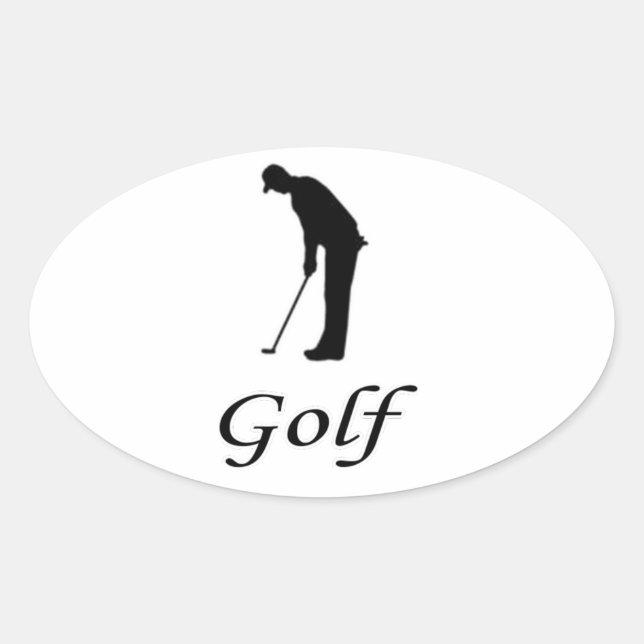 Pegatina Ovalada Me encanta el golf (Anverso)
