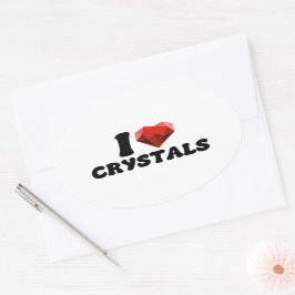 Pegatina Ovalada Me encanta el regalo de San Valentín de los crista