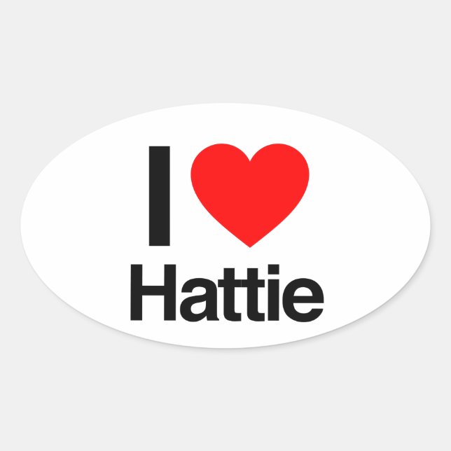 Pegatina Ovalada me encanta hattie (Anverso)