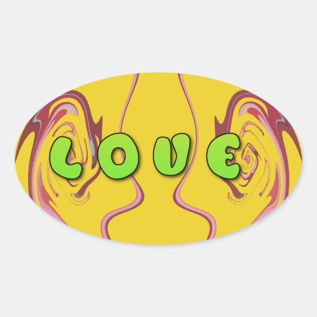 Pegatina Ovalada Me encanta Jamaica (Anverso)