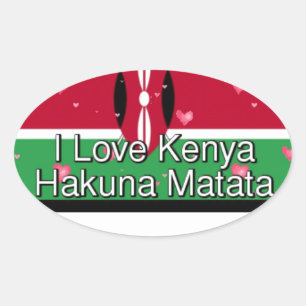 Pegatina Ovalada ¡Me Encanta! Kenia Hakuna Matata