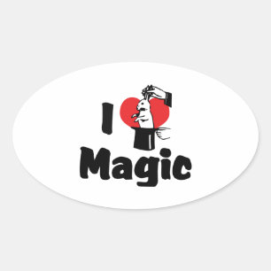 Pegatina Ovalada Me encanta la magia del corazón - Amante de la mag